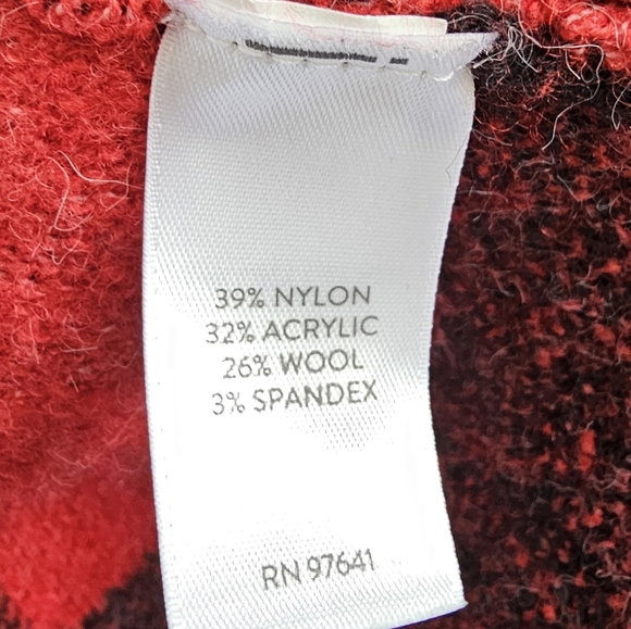 J. JILL Womens Red & Black Buffalo Plaid Wool Blend Button Up Cardigan - 2X - Picture 5 of 6